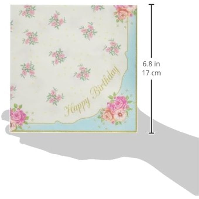 TRULY SCRUMPTIOUS HAPPY BIRTHDAY FLORAL PAPER NAPKIN 20-PACK, MULTICOLOR - Image 3